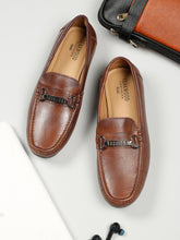 Load image into Gallery viewer, Men Brown Solid Leather Formal Loafers
