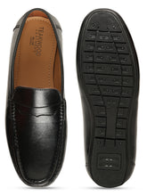 Load image into Gallery viewer, Men Black Solid Genuine Leather Formal Loafers

