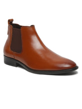 Load image into Gallery viewer, Mens Leather Chelsea Boots With Mid Top Block Heels
