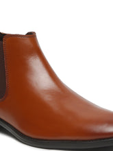 Load image into Gallery viewer, Mens Leather Chelsea Boots With Mid Top Block Heels
