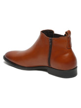 Load image into Gallery viewer, Mens Leather Chelsea Boots With Mid Top Block Heels
