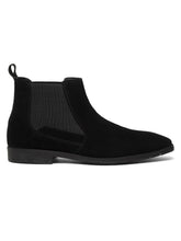 Load image into Gallery viewer, Men&#39;s Black Suede Leather Mid-Top Chelsea Boots
