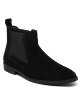 Load image into Gallery viewer, Men&#39;s Black Suede Leather Mid-Top Chelsea Boots
