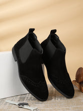 Load image into Gallery viewer, Men's Black classy Suede Leather Mid-Top Chelsea Boots
