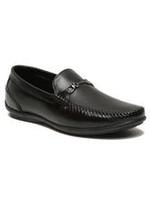 Load image into Gallery viewer, Men Black Leather Solid Loafers
