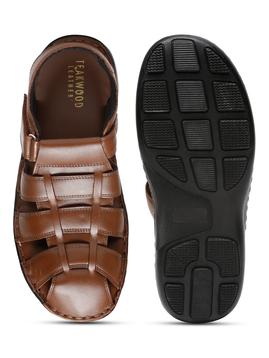 Men s Tan Solid Leather Sandal Teakwood Leathers