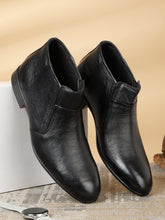 Load image into Gallery viewer, Men's Black Solid Leather Slip-on Boots
