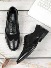 Load image into Gallery viewer, Men&#39;s Black &amp; Black Leather Lace-Up Oxford Shoes
