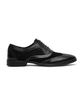 Load image into Gallery viewer, Men&#39;s Black &amp; Black Leather Lace-Up Oxford Shoes
