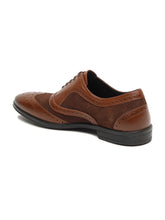 Load image into Gallery viewer, Men&#39;s Wood &amp; Brown Leather Lace-Up Oxford Shoes
