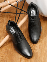 Load image into Gallery viewer, Teakwood Leathers Men Black Textured Leather Derbys
