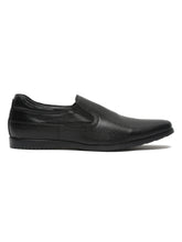 Load image into Gallery viewer, Teakwood Leathers Men Black Textured Leather Slip-on EVA Sole Shoes
