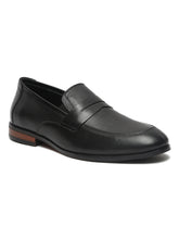 Load image into Gallery viewer, Teakwood Leathers Men Black Solid Leather Slip-on Shoes
