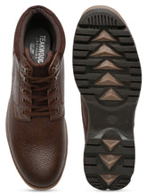 Load image into Gallery viewer, Men Textured Brown Leather Lace-Up Boots
