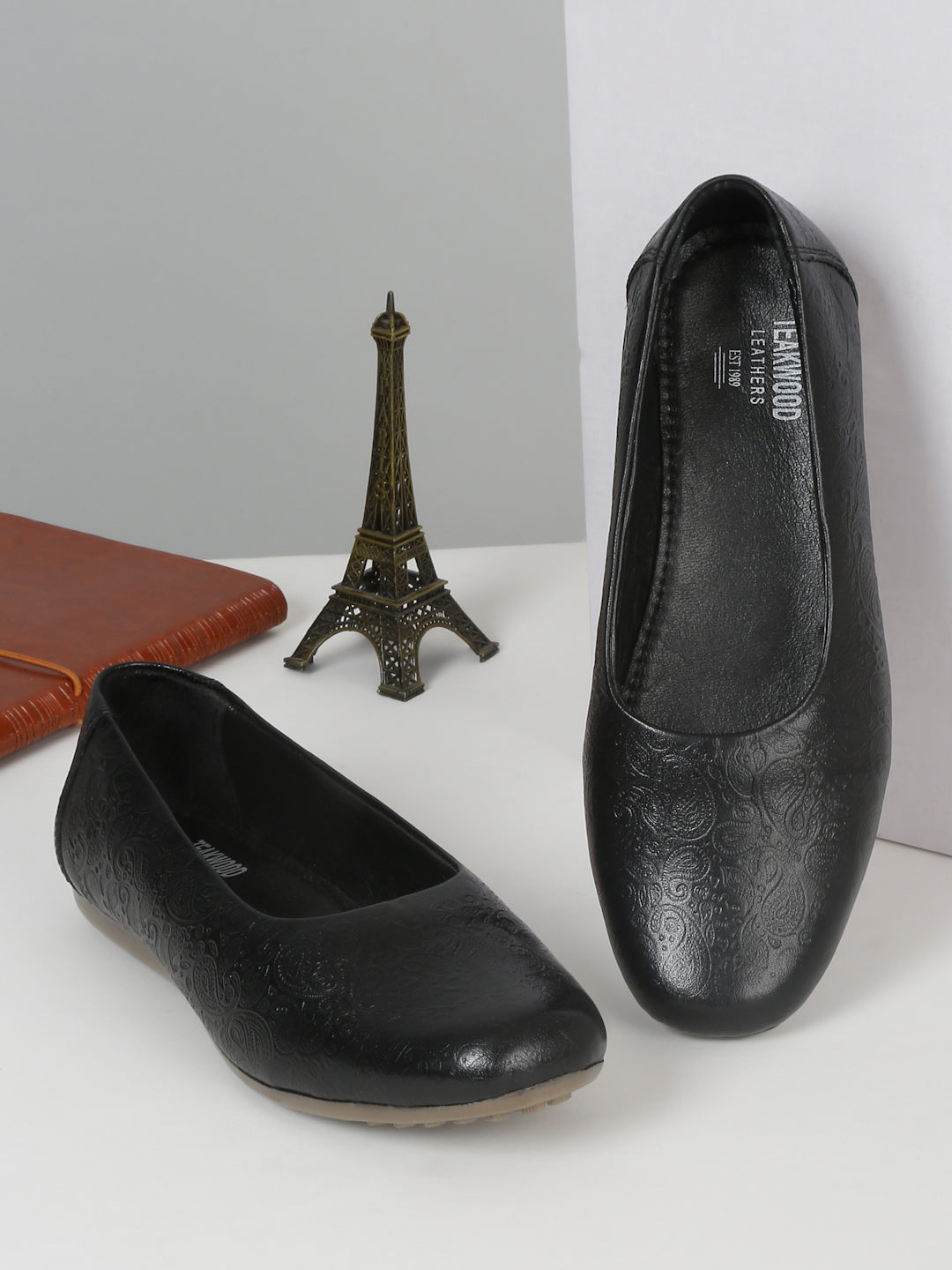 Women's Black Solid Leather Ballet Flat Shoes – Teakwood Leathers