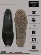 Load image into Gallery viewer, Women&#39;s Black Embossed Pattern Leather Ballet Flat Shoes
