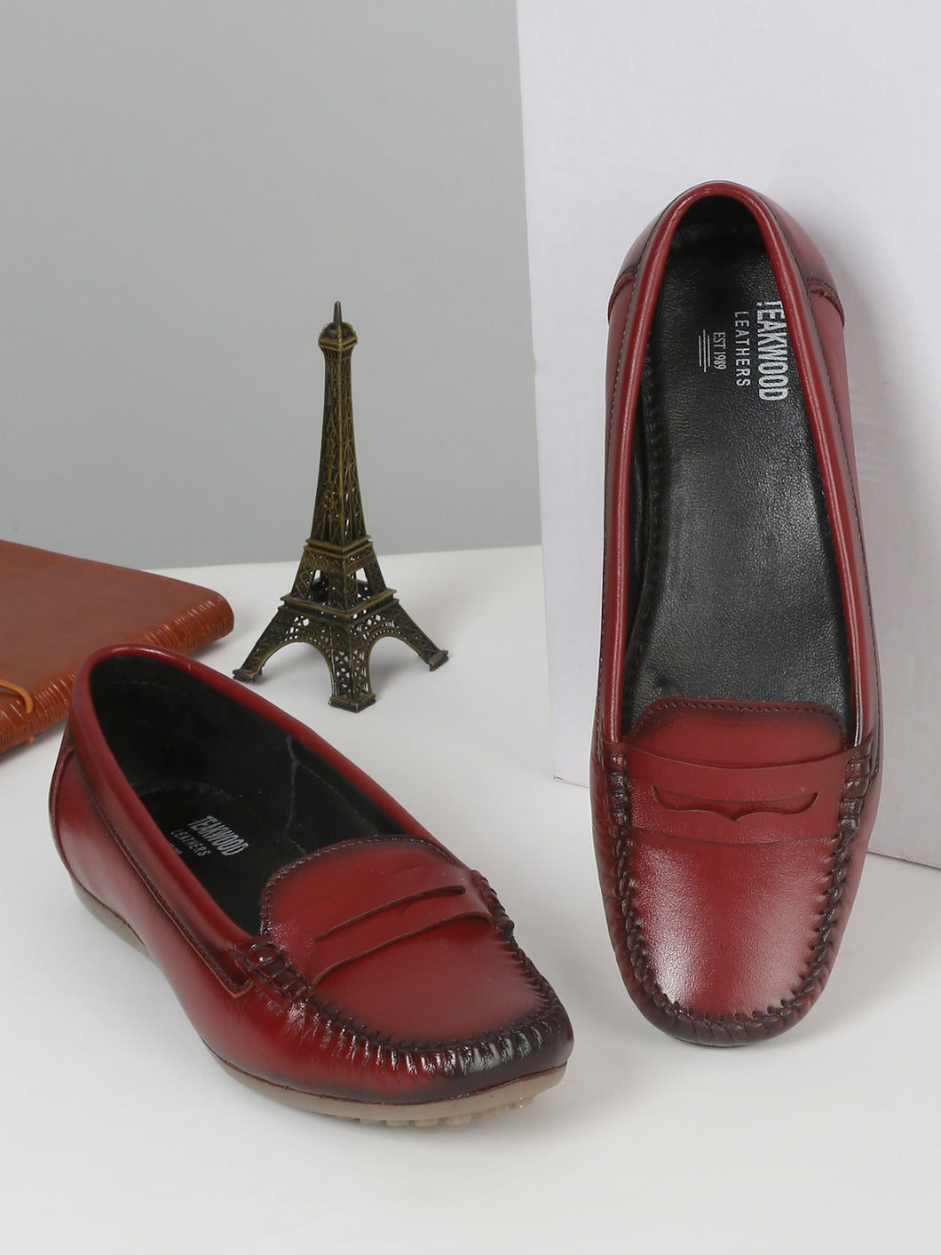 Women's Cherry Solid Leather Ballet Flat Shoes