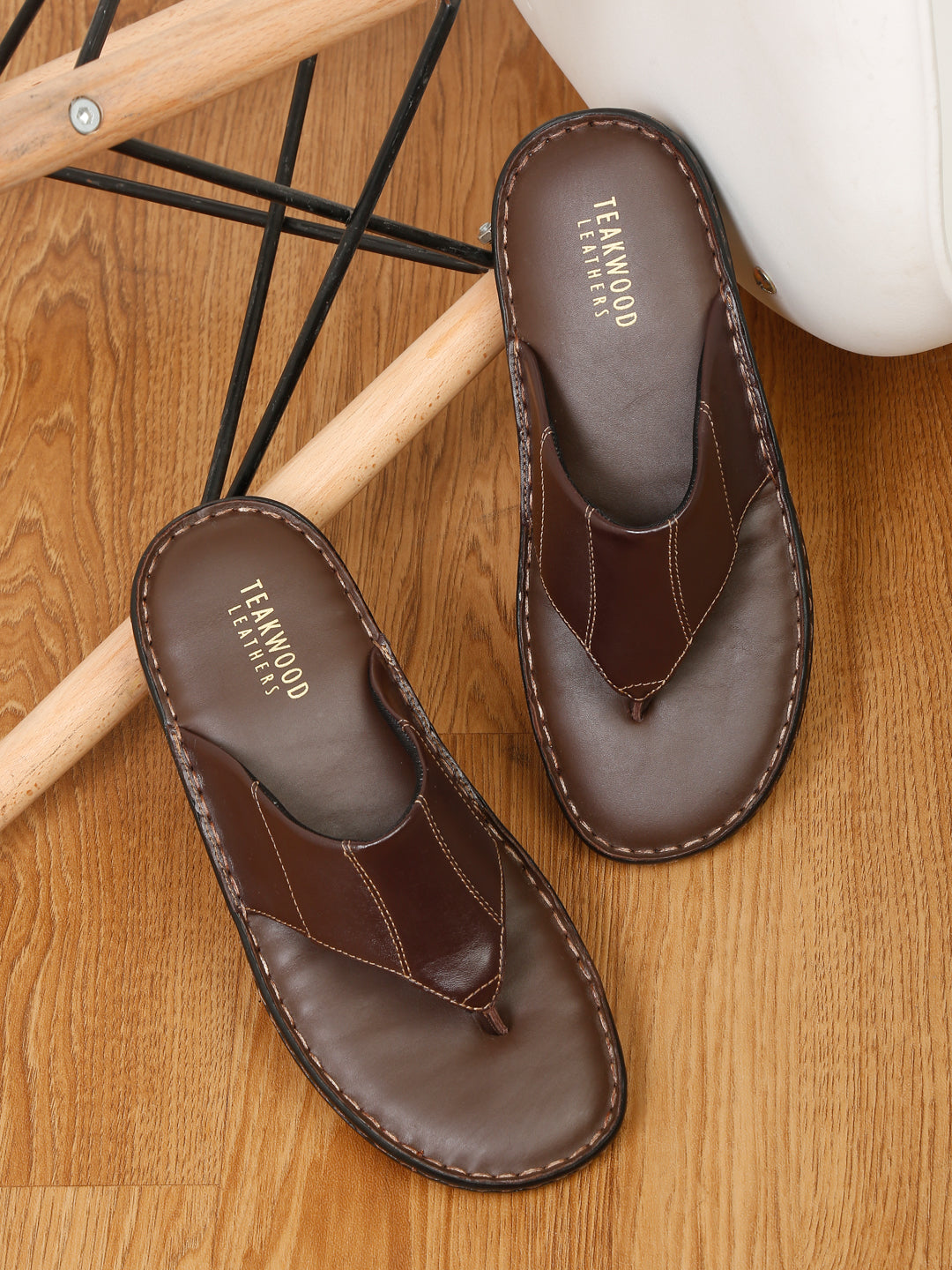 Teakwood Men Leather Brown Thong Flip Flop Teakwood Leathers