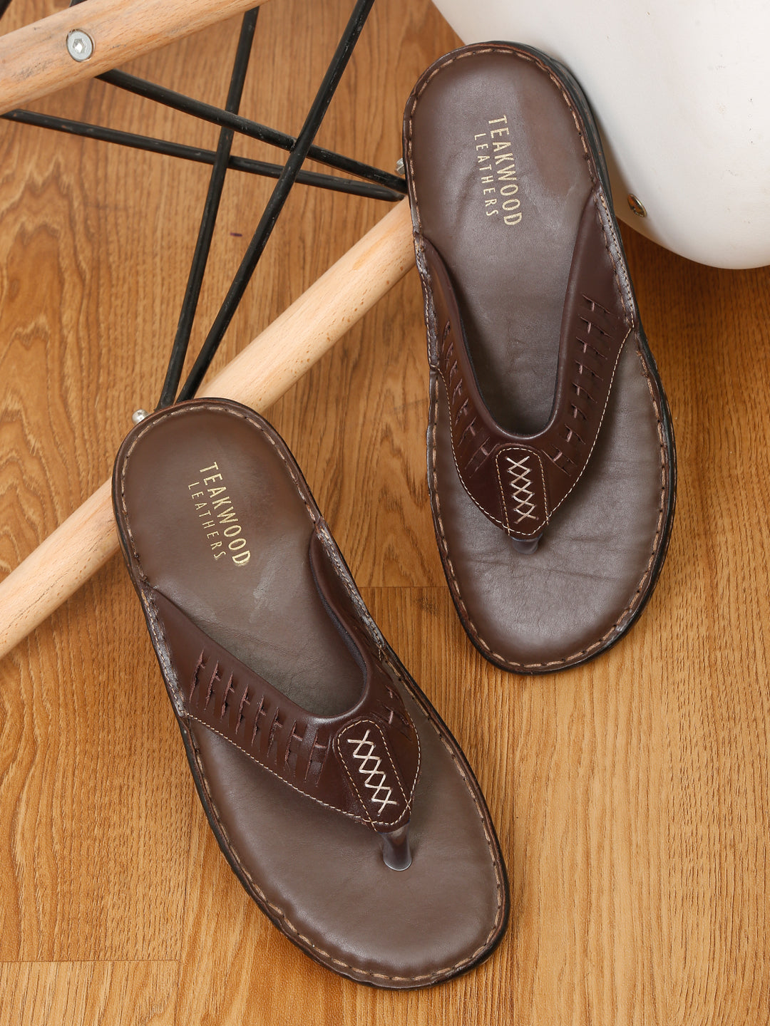 Teakwood Men Leather Brown Thong Flip Flop Teakwood Leathers