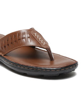 Load image into Gallery viewer, MEN LEATHER TAN THONG FLIP-FLOP
