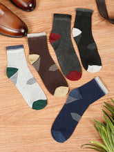 Load image into Gallery viewer, Teakwood Leathers Men's Black Brown Grey Navy Dark Grey Pack Of 5 Cotton Above Ankle Length Socks
