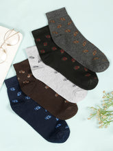 Load image into Gallery viewer, Teakwood Leathers Men's Black Brown Grey Navy Dark Grey Pack Of 5 Cotton Above Ankle Length Socks
