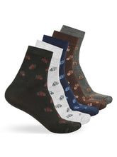 Load image into Gallery viewer, Teakwood Leathers Men's Black Brown Grey Navy Dark Grey Pack Of 5 Cotton Above Ankle Length Socks
