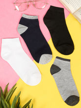 Load image into Gallery viewer, Teakwood Leathers Men's Black White Grey Navy Dark Grey Pack Of 5 Cotton Ankle Length Socks
