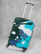 Load image into Gallery viewer, Green shade Abstract printed hard sided  trolley bag
