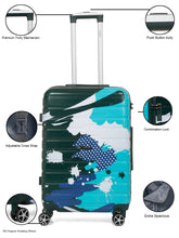 Load image into Gallery viewer, Green shade Abstract printed hard sided  trolley bag
