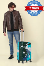 Load image into Gallery viewer, Green shade Abstract printed hard sided  trolley bag
