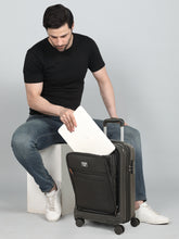 Load image into Gallery viewer, Teakwood Travel Trolley Luggage with 360° Dual Spinner Wheels, Unbreakable Hard Shell Body, Scratch-Resistant Finish, Side Combination Lock, Heavy-Duty Smooth Zippers, Mesh Organizer &amp; Elastic Cross Straps, Small, Multicolor
