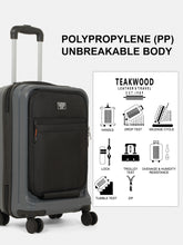 Load image into Gallery viewer, Teakwood Travel Trolley Luggage with 360° Dual Spinner Wheels, Unbreakable Hard Shell Body, Scratch-Resistant Finish, Side Combination Lock, Heavy-Duty Smooth Zippers, Mesh Organizer &amp; Elastic Cross Straps, Small, Multicolor
