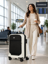 Load image into Gallery viewer, Teakwood Travel Trolley Luggage with 360° Dual Spinner Wheels, Unbreakable Hard Shell Body, Scratch-Resistant Finish, Side Combination Lock, Heavy-Duty Smooth Zippers, Mesh Organizer &amp; Elastic Cross Straps, Small, Multicolor
