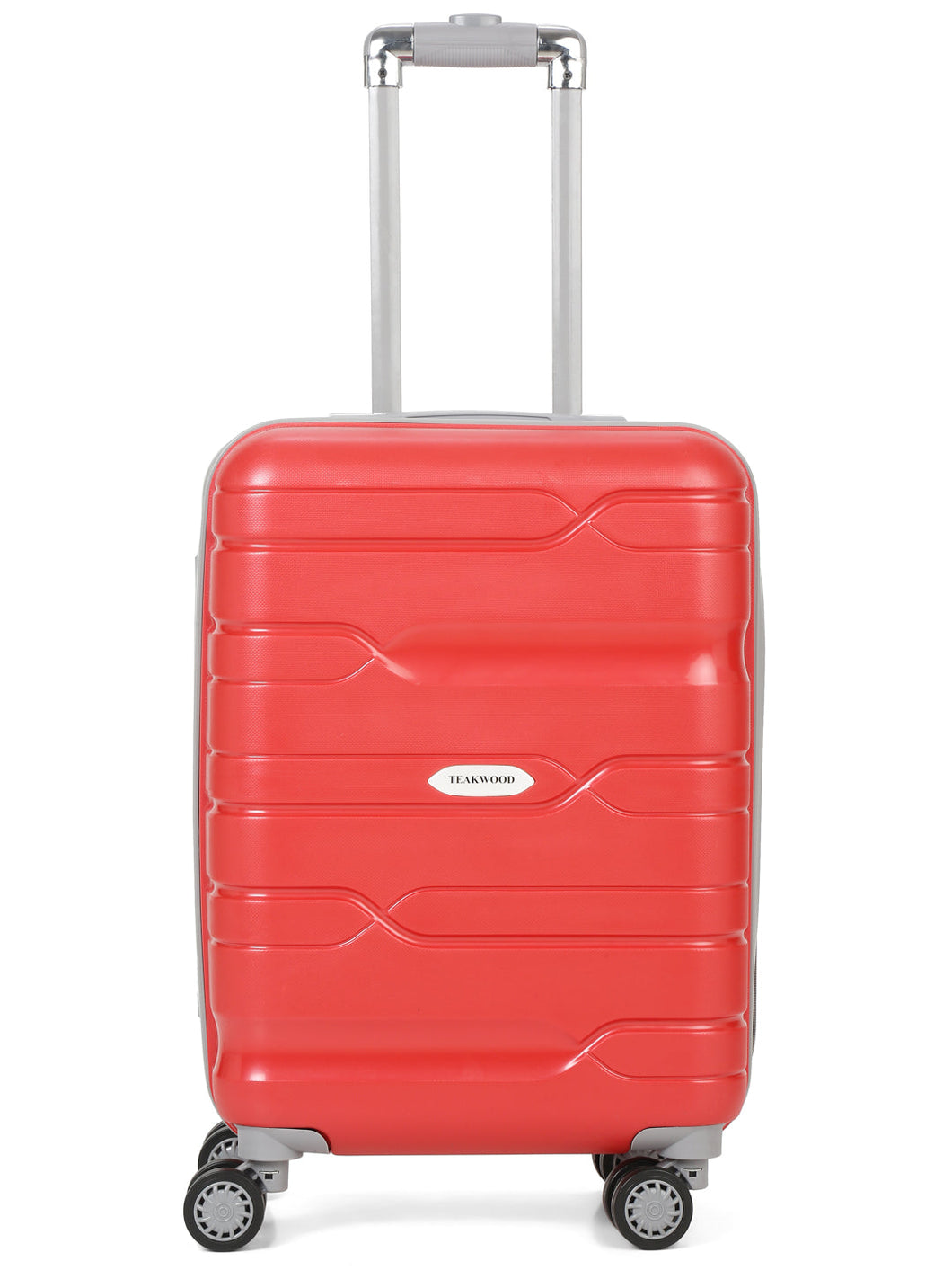 Teakwood Leather Red Patterned Hard-Sided Trolley Bag