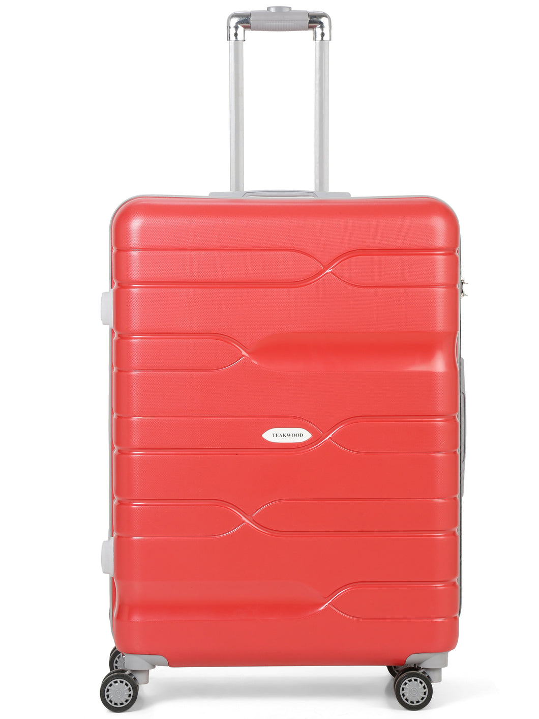 Teakwood Leather Red Patterned Hard-Sided Trolley Bag
