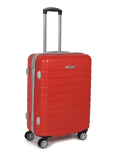 Unisex Red Textured Hard Sided Cabin Size Trolley Bag