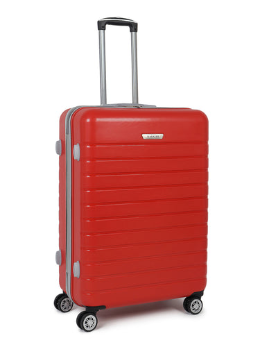 Unisex Red Textured Hard Sided Cabin Size Trolley Bag