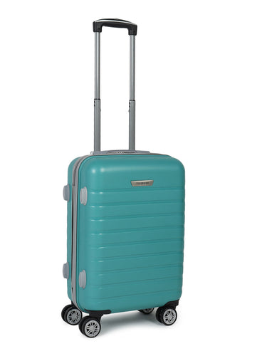 Unisex Turquoise Green Textured Hard Sided Cabin Size Trolley Bag