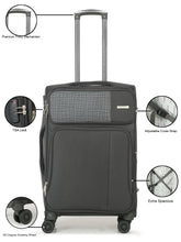 Load image into Gallery viewer, Teakwood Leather Grey Solid Soft Sided Large Trolley Bag
