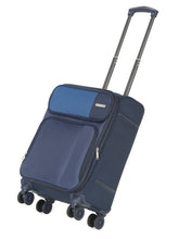 Load image into Gallery viewer, Teakwood Leather Navy Solid Soft Sided Cabin Trolley Bag
