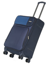 Load image into Gallery viewer, Teakwood Leather Navy Solid Soft Sided Medium Trolley Bag
