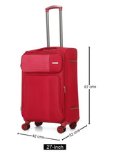 Load image into Gallery viewer, Teakwood Leather Red Solid Soft Sided Medium Trolley Bag
