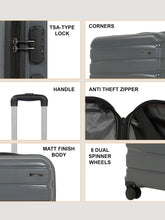 Load image into Gallery viewer, Teakwood Travel Trolley Luggage Set of 5 with 360° Dual Spinner Wheels, Unbreakable Hard Shell Body, Scratch-Resistant Finish, Side Combination Lock, Heavy-Duty Smooth Zippers, Mesh Organizer &amp; Elastic Cross Straps – Multiple Colors
