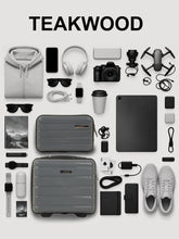Load image into Gallery viewer, Teakwood Travel Trolley Luggage Set of 5 with 360° Dual Spinner Wheels, Unbreakable Hard Shell Body, Scratch-Resistant Finish, Side Combination Lock, Heavy-Duty Smooth Zippers, Mesh Organizer &amp; Elastic Cross Straps – Multiple Colors

