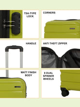 Load image into Gallery viewer, Teakwood Travel Trolley Luggage Set of 5 with 360° Dual Spinner Wheels, Unbreakable Hard Shell Body, Scratch-Resistant Finish, Side Combination Lock, Heavy-Duty Smooth Zippers, Mesh Organizer &amp; Elastic Cross Straps – Multiple Colors

