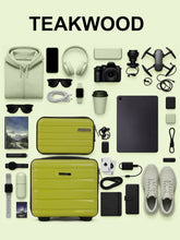 Load image into Gallery viewer, Teakwood Travel Trolley Luggage Set of 5 with 360° Dual Spinner Wheels, Unbreakable Hard Shell Body, Scratch-Resistant Finish, Side Combination Lock, Heavy-Duty Smooth Zippers, Mesh Organizer &amp; Elastic Cross Straps – Multiple Colors
