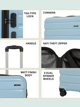 Load image into Gallery viewer, Teakwood Travel Trolley Luggage Set of 5 with 360° Dual Spinner Wheels, Unbreakable Hard Shell Body, Scratch-Resistant Finish, Side Combination Lock, Heavy-Duty Smooth Zippers, Mesh Organizer &amp; Elastic Cross Straps – Multiple Colors
