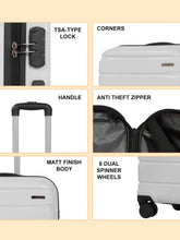 Load image into Gallery viewer, Teakwood Travel Trolley Luggage Set of 5 with 360° Dual Spinner Wheels, Unbreakable Hard Shell Body, Scratch-Resistant Finish, Side Combination Lock, Heavy-Duty Smooth Zippers, Mesh Organizer &amp; Elastic Cross Straps – Multiple Colors
