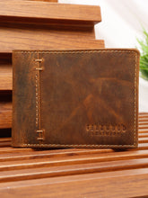 Load image into Gallery viewer, Men's Brown Leather Two-Fold Wallet
